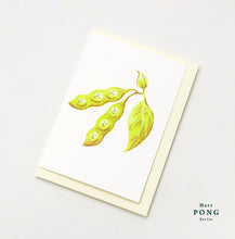 Load image into Gallery viewer, Edamame Soy bean Keychain with Riso print Greeting card