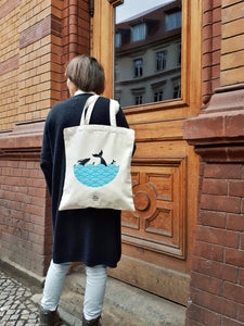 Whales in Ocean Organic Cotton Tote Bag