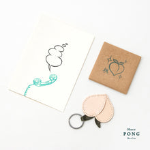 Load image into Gallery viewer, Small Peach Key Holder + Telephone Dialog box linocut Greeting card