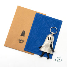 Load image into Gallery viewer, *SILVER EDITION* Little Ghost Leather Keychain with Midnight Print