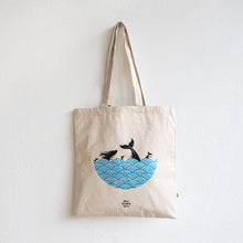 Load image into Gallery viewer, Whales in Ocean Organic Cotton Tote Bag