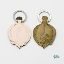 Load image into Gallery viewer, Turbot flat fish keychain + linocut print greeting card