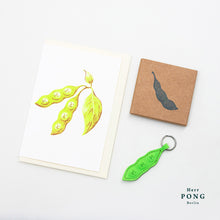 Load image into Gallery viewer, Edamame Soy bean Keychain with Riso print Greeting card