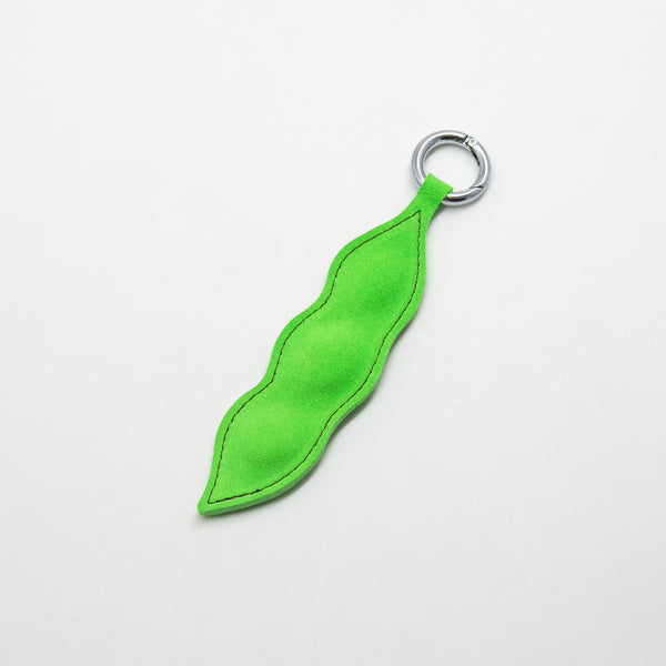 XL Edamame Soy bean Charm in Neon Green Suede Leather