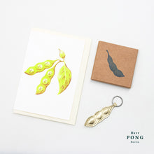 Load image into Gallery viewer, Edamame Soy bean Keychain with Riso print Greeting card