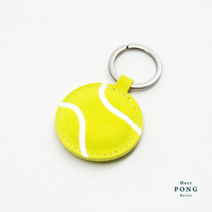 Tennis Neon Yellow Suede Leather Keychain