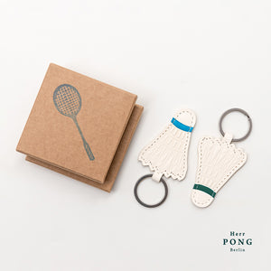 2 Badminton-Federball-Leder-Schlüsselanhänger-Set