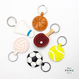 Mini-Ping-Pong (mit Ball) Leder-Schlüsselanhänger