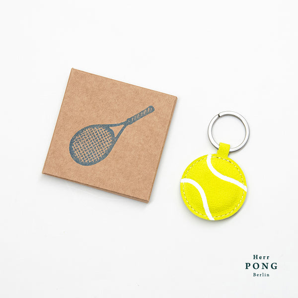 Tennis Neon Yellow Suede Leather Keychain