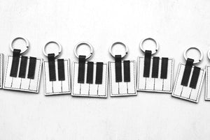 The Piano Keyboard Leather Key Holders + Linocut Greeting Card