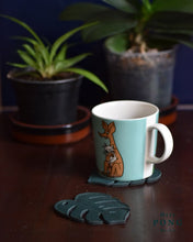 Laden Sie das Bild in den Galerie-Viewer, Leather Monstera Leaf Coasters x2 + Monstera Card