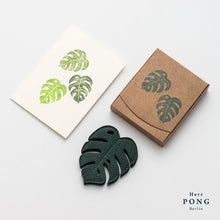 Load image into Gallery viewer, Leather Monstera Leaf Coasters x2 + Monstera Card