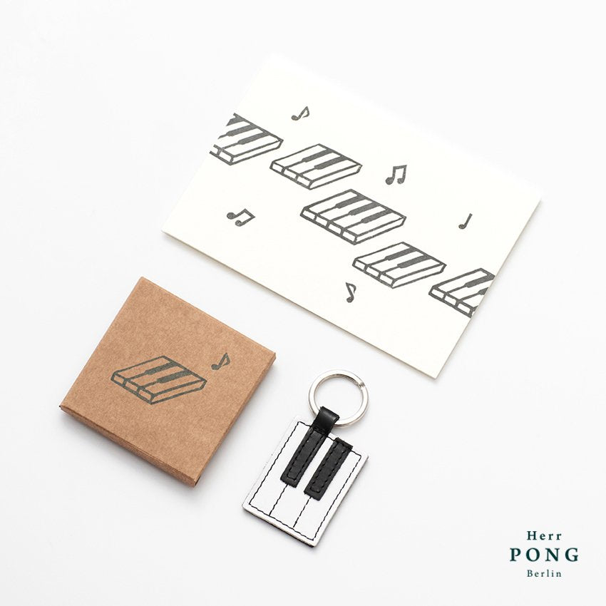 The Piano Keyboard  Key Ring CDE + Linocut Greeting Card