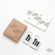 Load image into Gallery viewer, The Piano Keyboard Leather Key Holders + Linocut Greeting Card