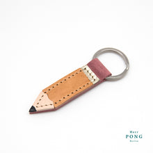 Load image into Gallery viewer, Little Pencil Leather Keychain + Linocut Greeting Card