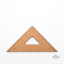Load image into Gallery viewer, Vegetable tanned Leather Triangle Ruler + linocut greeting card