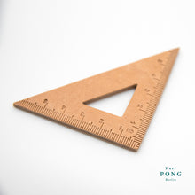 Load image into Gallery viewer, Vegetable tanned Leather Triangle Ruler + linocut greeting card