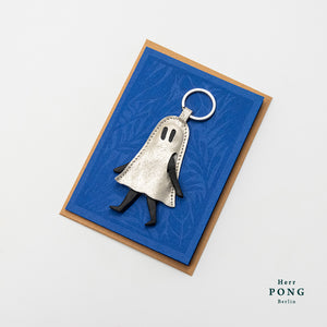 *SILVER EDITION* Little Ghost Leather Keychain with Midnight Print