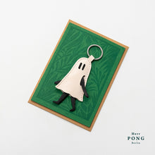 Load image into Gallery viewer, Light Pink Little Ghost Leather Keychain with Morning Print