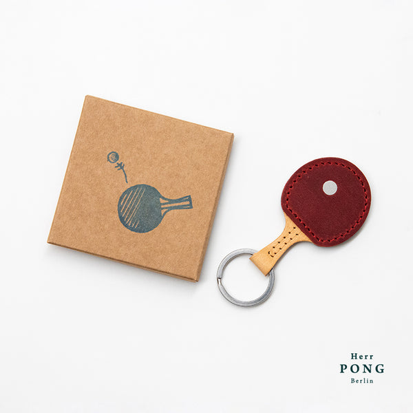 Mini-Ping-Pong (mit Ball) Leder-Schlüsselanhänger