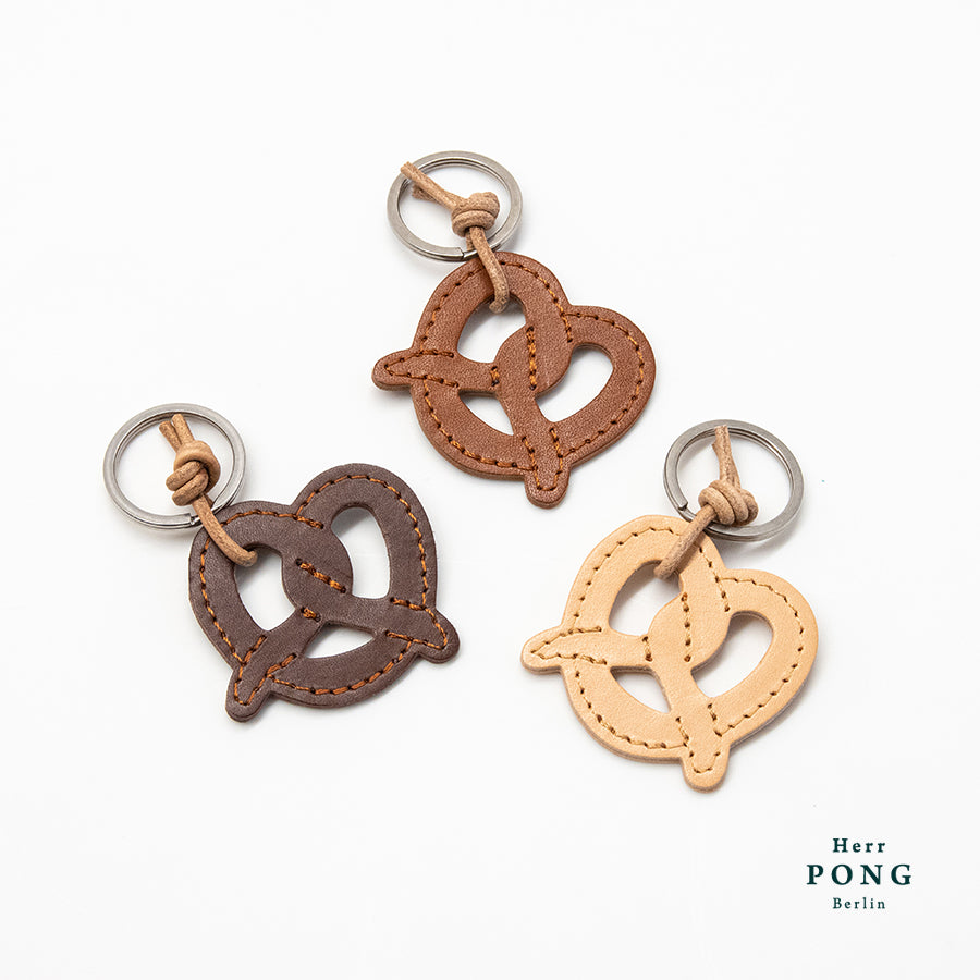 Mini Leather Pretzel Keychain x 1 + Greeting card Gift set