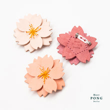 Load image into Gallery viewer, Sakura Cherry Blossom Brooch + linocut print greeting card