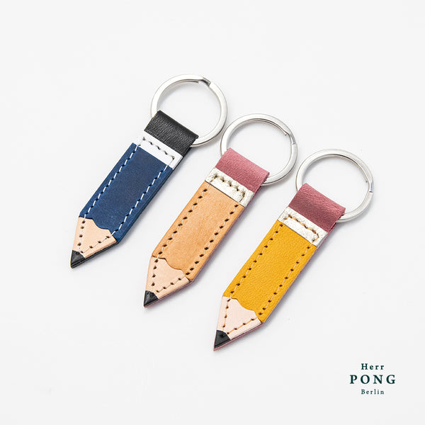 Little Pencil Leather Keychain + Linocut Greeting Card