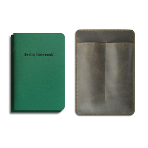 "Pen & Notebook Leather Cover" + 2-pack of Berlin Notebook Green Edition gift set