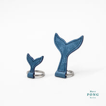 Load image into Gallery viewer, The Whale Tail Leather Keychain Pair (1 Big + 1 small )  + Linocut Greeting Card